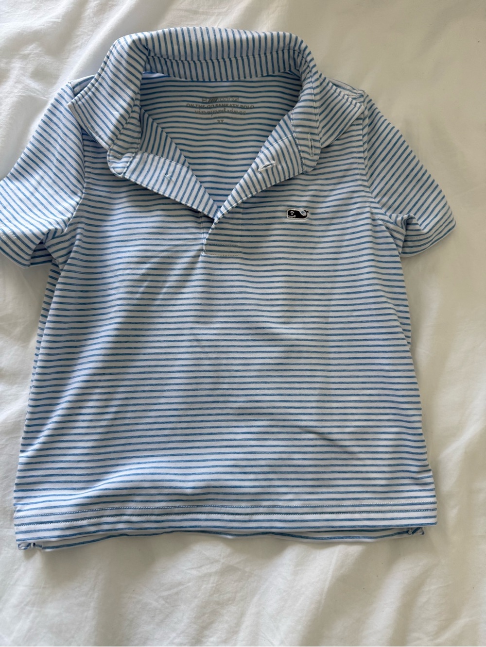 Striped Blue & White Kids Polo Top